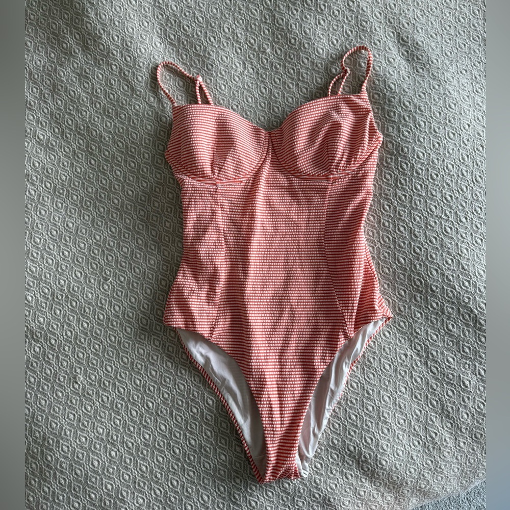 Onia Pink Striped One-Piece Swimsuit